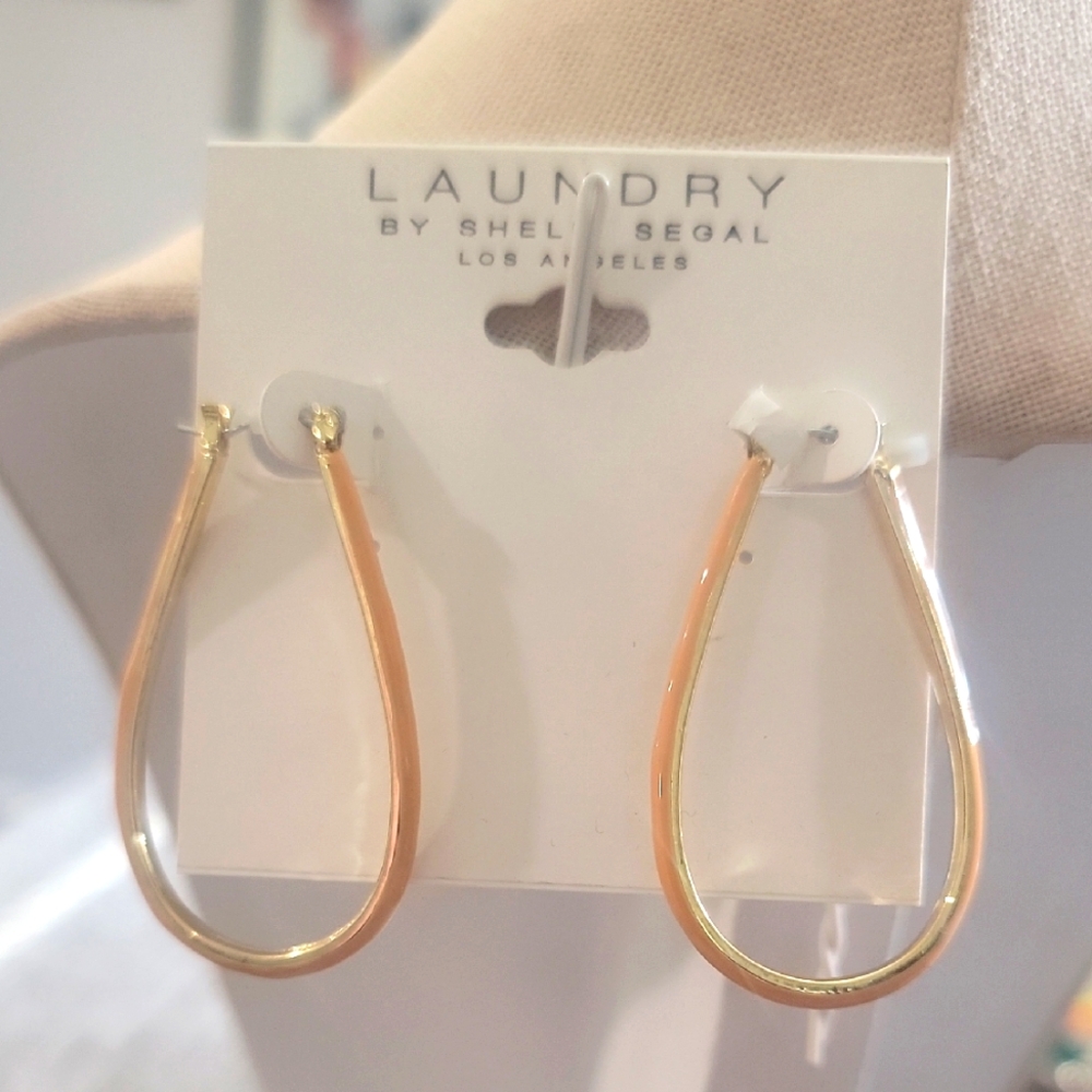 Laundry by Shelli Segal Tan Gold Hoop Earrings